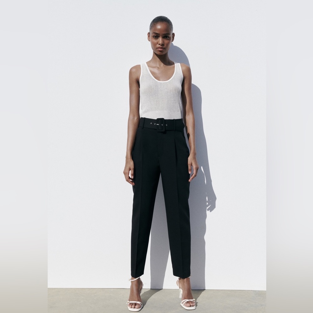 Zara Pants with Fabric-covered belt
